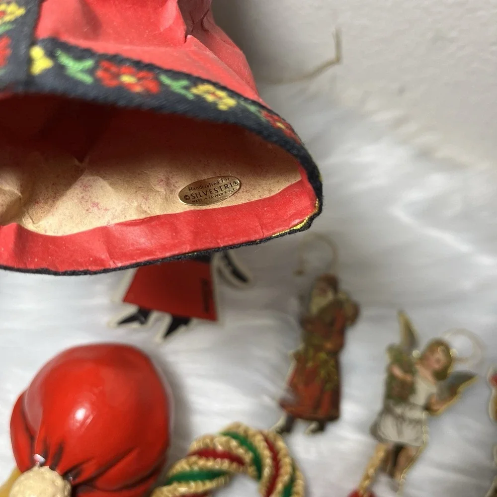 Vintage Christmas Ornaments Lot Hallmark Shelf Sitter Silvestri / Straw Folk Art